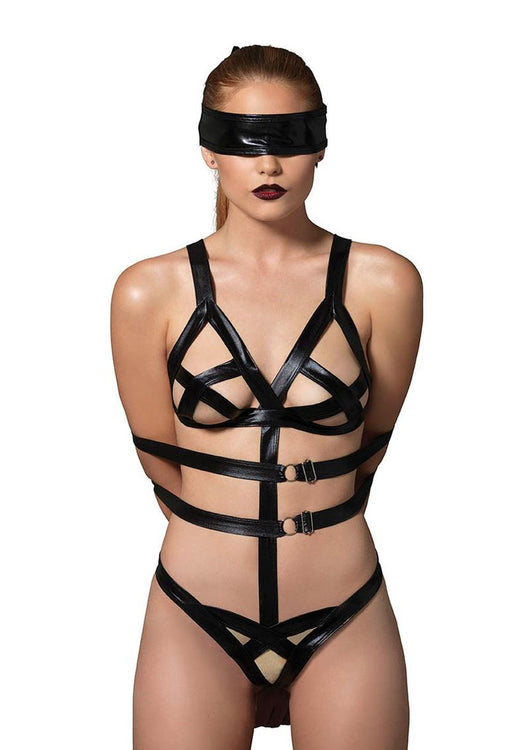 Leg Avenue G-String Teddy with Adjustable Arm Straps, Eye Mask, Wrist ...
