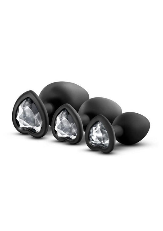 Luxe Bling Butt Plugs Silicone Training Kit with White Gems (3 Size Ki ...