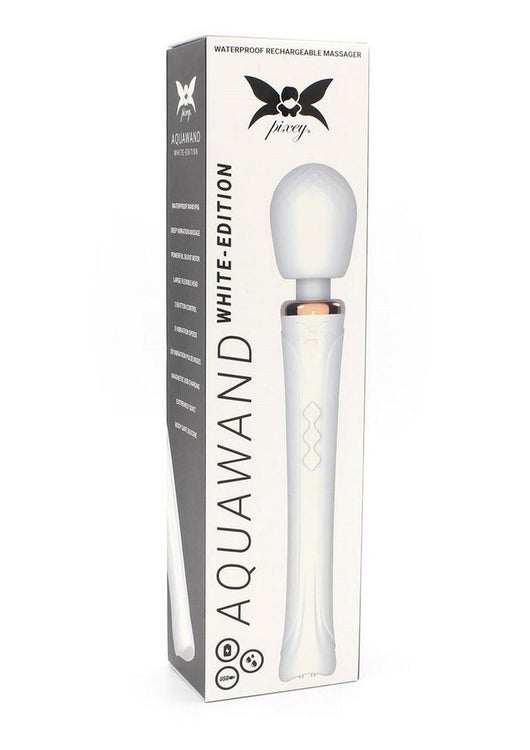 Pixey Aquawand Rechargeable Silicone Body Wand - White Edition   shopromantix