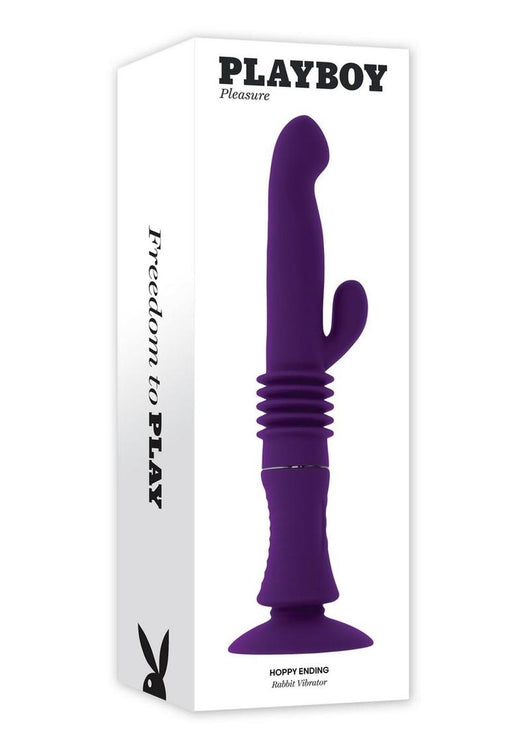 Playboy Happy Ending Rechargeable Silicone Thrusting Rabbit Vibrator   shopromantix